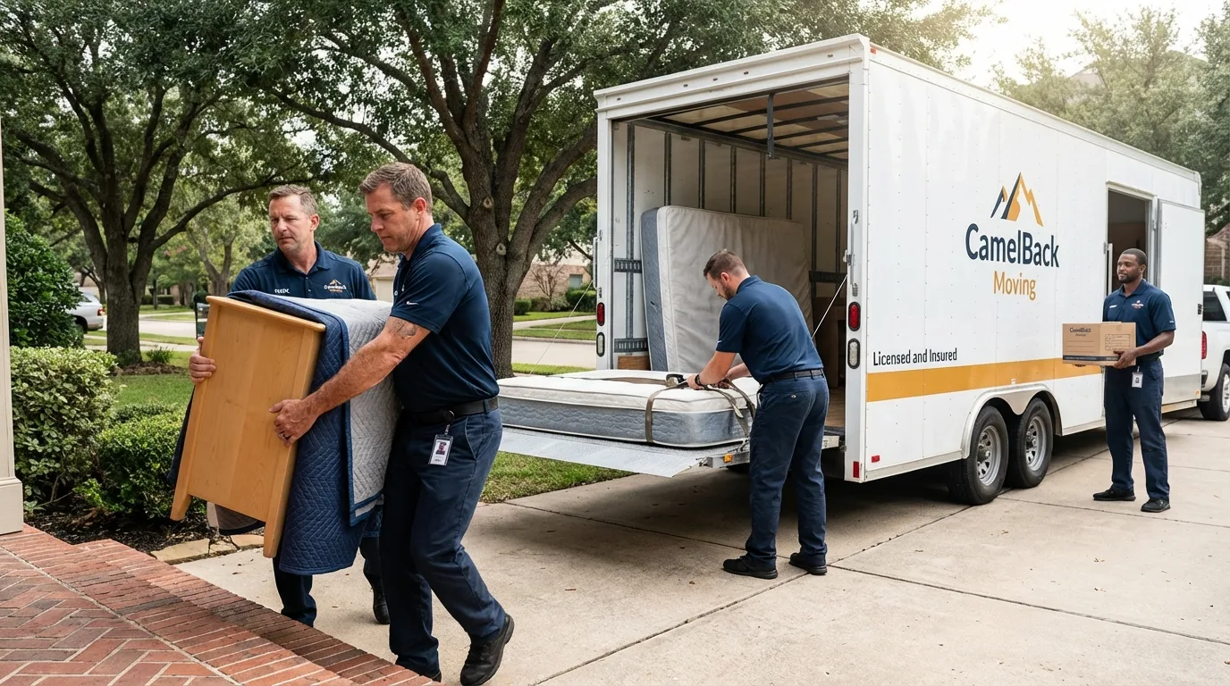 Crew loading residential truck for cross-state move from Lake Zurich, IL