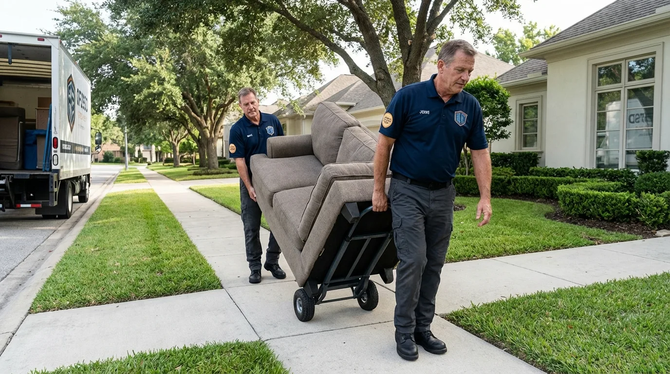 Local residential moving crew loading furniture in Lake Zurich, IL