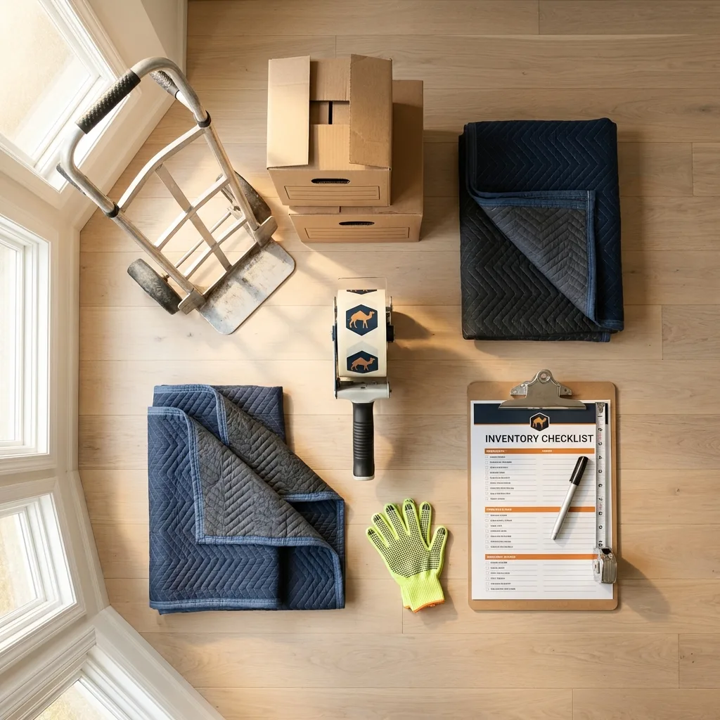 Professional moving supplies and packing materials layout for Lake Zurich residential relocations